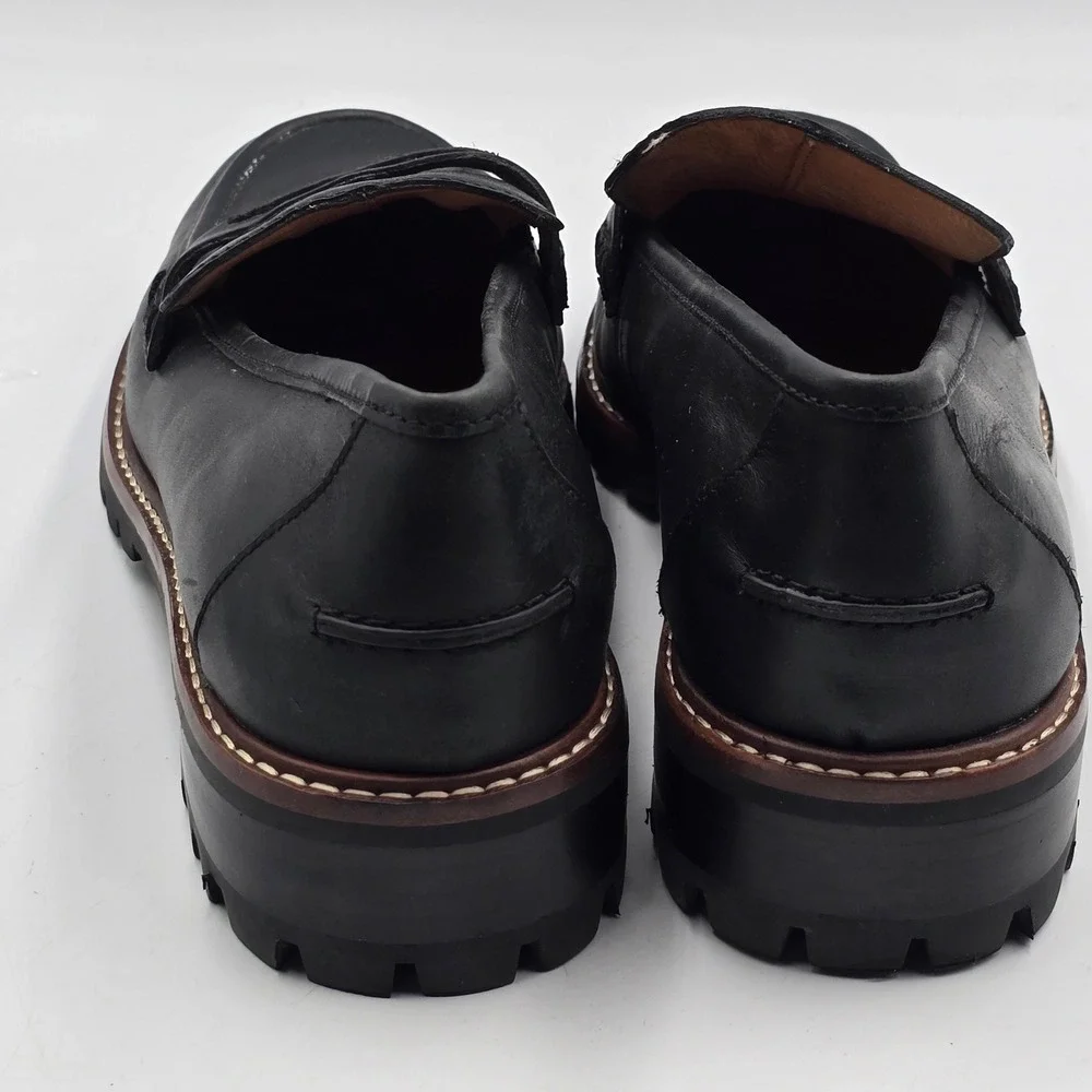 Madewell Loafers Womens 8 Corinne Lug Sole Black Leather NE526 EUC Penny Slip On